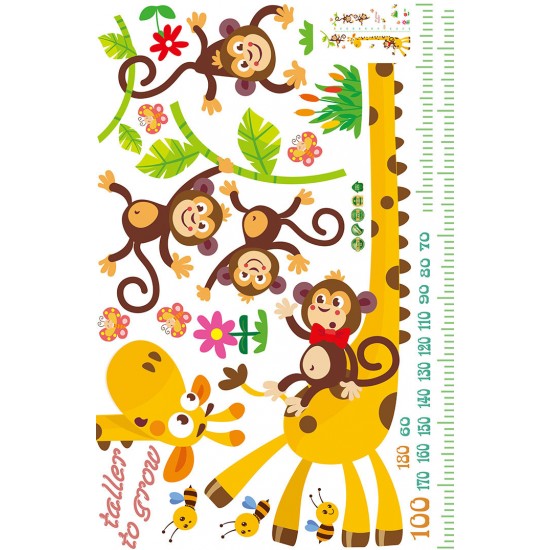 Sticker decorativ Masuratoare cu animalute,galben 145 cm, 54STK
