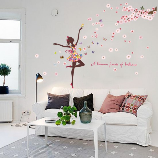 Sticker decorativ, Printesa cu fluturi, 140 cm, 721STK