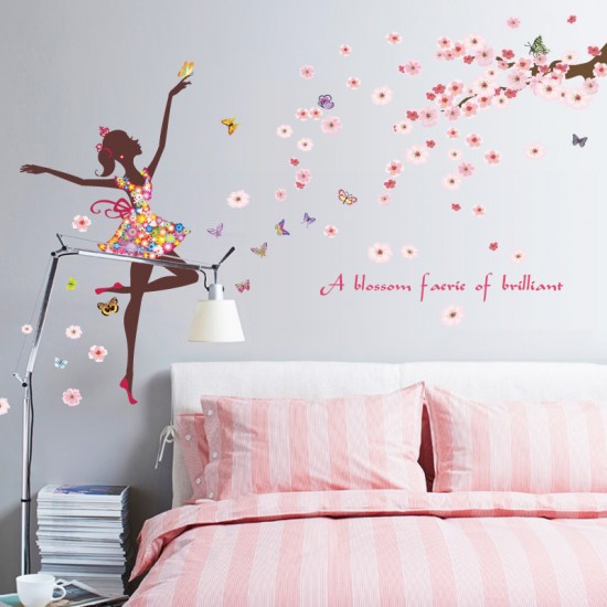 Sticker decorativ, Printesa cu fluturi, 140 cm, 721STK