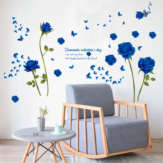 Sticker decorativ, Trandafiri albastrii 147 cm, 129STK