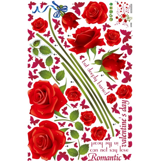 Sticker decorativ, Trandafiri rosii 147 cm, 128STK