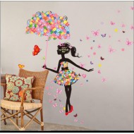 Sticker  decorativ  Umbrela din flori cu Fluturasi, 13STK