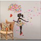 Sticker decorativ Umbrela din flori cu Fluturasi, 13STK Sticker decorativ Umbrela din flori cu Fluturasi, 13STK