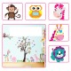 Sticker decorativ, copacel cu animalute 180 cm, 57STK