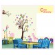 Sticker decorativ, copacel cu animalute 180 cm, 57STK