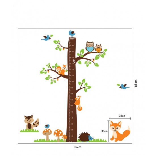 Sticker decorativ, copacelu cu animalutele padurii 185 cm, 78STK