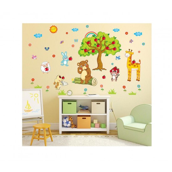 Sticker decorativ cu animale,multicolor 170 cm