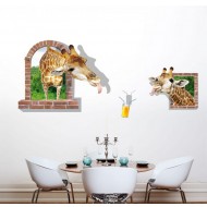 Sticker decorativ, fereastra cu 2 girafe 130 cm, 60STK