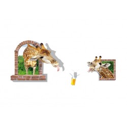Sticker decorativ, fereastra cu 2 girafe 130 cm, 60STK