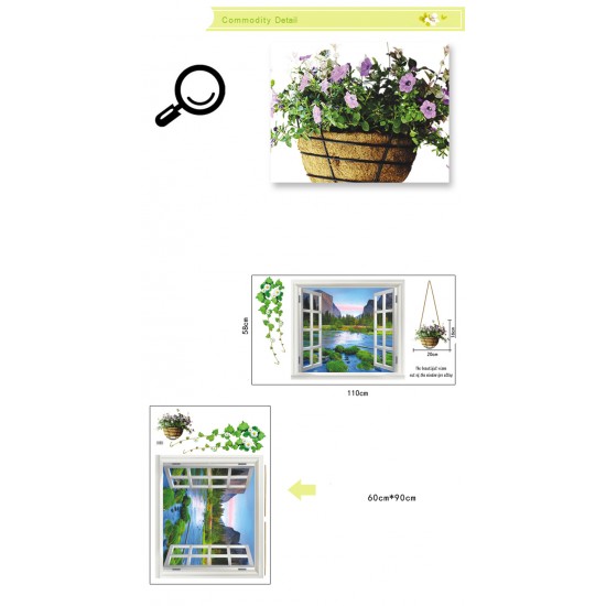 Sticker decorativ, fereastra deschisa spre padure  110 cm, 113STK
