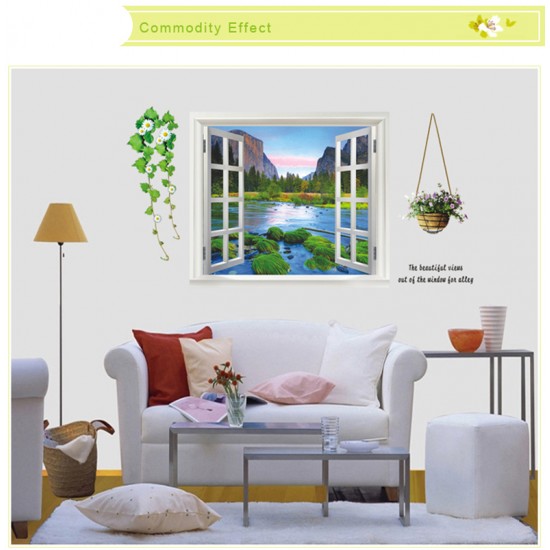 Sticker decorativ, fereastra deschisa spre padure  110 cm, 113STK