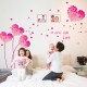 Sticker  decorativ,  flori roz in forma de inima cu 2 rame foto, 185 cm, 92STK