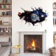 Sticker decorativ,  gaura in perete astronaut in spatiu,  80 cm, 67STK