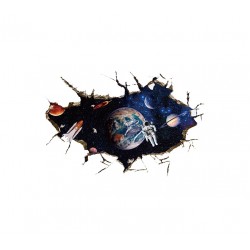 Sticker decorativ,  gaura in perete astronaut in spatiu,  80 cm, 67STK