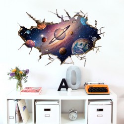 Sticker decorativ,  gaura in perete spre cosmos,  85 cm, 68STK-1