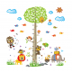 Sticker decorativ, masuratoare copacel cu animalute 143 cm, 70STK