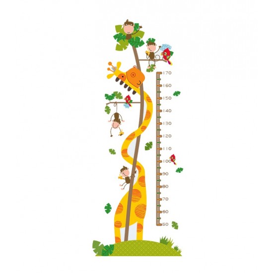 Sticker decorativ, masuratoare cu  girafa si maimutele 160 cm, 61STK