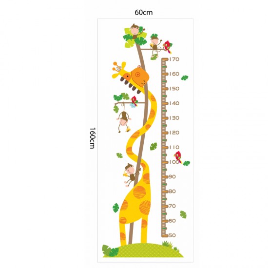 Sticker decorativ, masuratoare cu  girafa si maimutele 160 cm, 61STK
