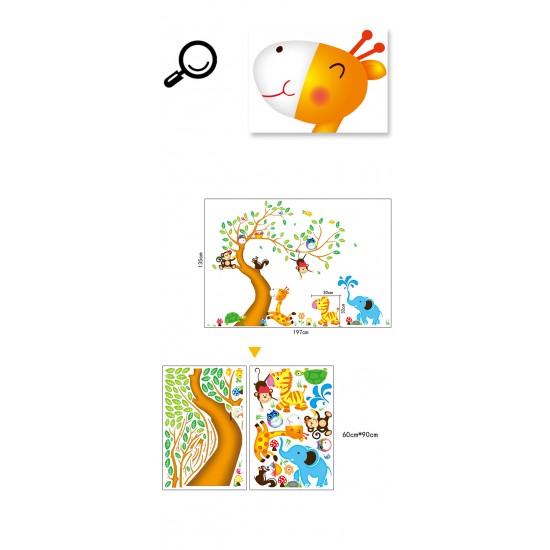 Sticker decorativ, pomul  cu animalute  197 cm, 111STK