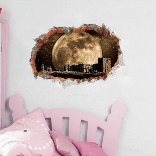 Sticker decorativ, Gaura in perete, privire spre luna 85 cm, 146STK-1