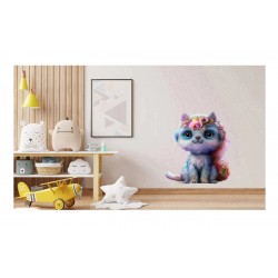 Sticker decorativ, Pisica, Albastru, 69 cm, 1234STK