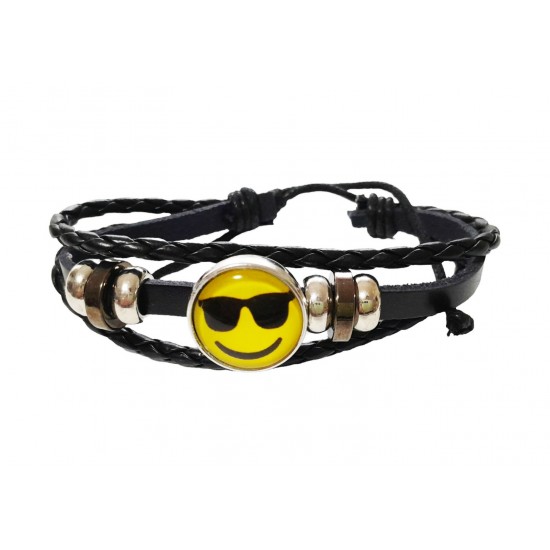 Bratara din piele ecologica, Emoticon, 124BJ Bratara din piele ecologica, Emoticon, 124BJ