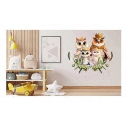 Sticker decorativ, Familia Regal Bufnita, Multicolor, 68 cm, 1295STK