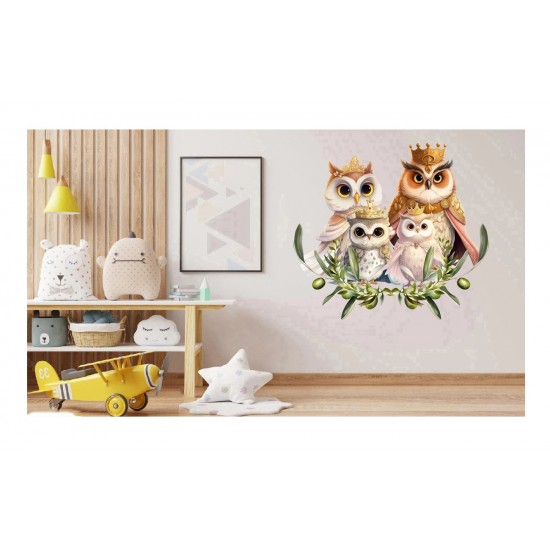 Sticker decorativ, Familia Regal Bufnita, Multicolor, 68 cm, 1295STK