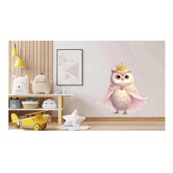 Sticker decorativ, Bufnita, Roz, 61 cm, 1295STK-8