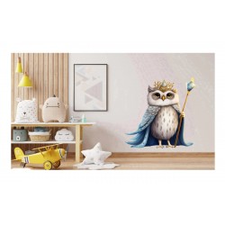 Sticker decorativ, Bufnita, Albastru, 65 cm, 1295STK-9