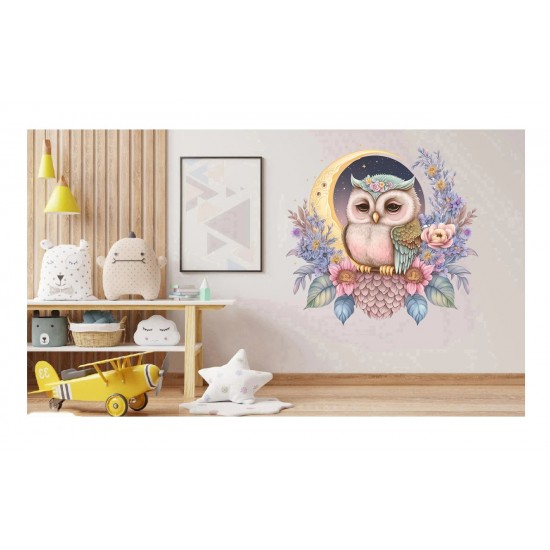 Sticker decorativ, Bufnita, Multicolor, 60 cm, 1296STK-4