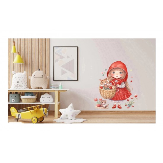 Sticker decorativ, Scufita Rosie, Rosu, 72 cm, 1298STK-3