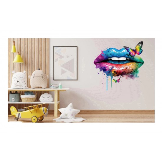 Sticker decorativ, Buze, Turcoaz, 70 cm, 1299STK-4