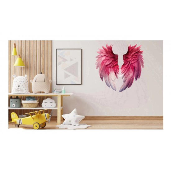 Sticker decorativ,  Aripi, Roz, 62 cm, 1303STK-8