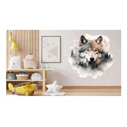 Sticker decorativ, Lup, Gri, 65 cm, 1307STK-5
