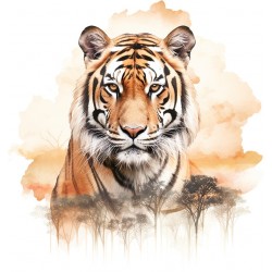 Sticker decorativ, Tigru, Portocaliu, 63 cm, 1307STK-7