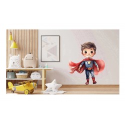 Sticker decorativ Baiat Supererou, Rosu, 65 cm, 1309STK-1