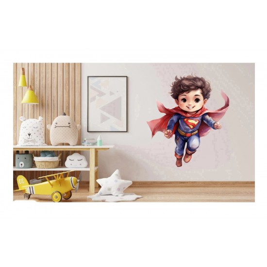 Sticker decorativ Baiat Supererou, Rosu, 67 cm, 1309STK-10
