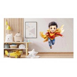 Sticker decorativ Baiat Supererou, Galben, 61 cm, 1309STK-12