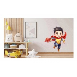 Sticker decorativ Baiat Supererou, Rosu, 67 cm, 1309STK-2