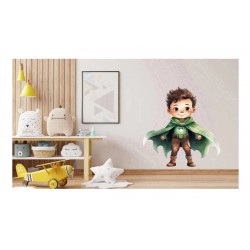 Sticker decorativ Baiat Supererou, Verde, 61 cm, 1309STK-3