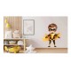 Sticker decorativ Baiat Supererou, Galben, 81 cm, 1309STK-8