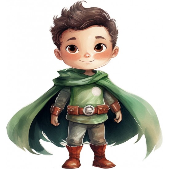 Sticker decorativ Baiat Supererou, Verde, 64 cm, 1309STK-9