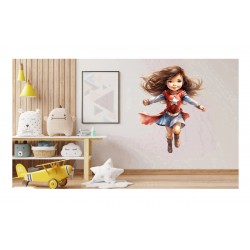 Sticker decorativ Fata Supererou, Rosu, 76 cm, 1310STK