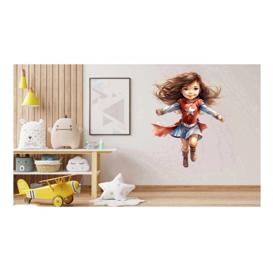 Sticker decorativ Fata Supererou, Rosu, 76 cm, 1310STK
