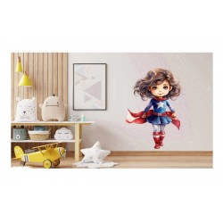 Sticker decorativ Fata Supererou, Albastru, 89 cm, 1310STK-1
