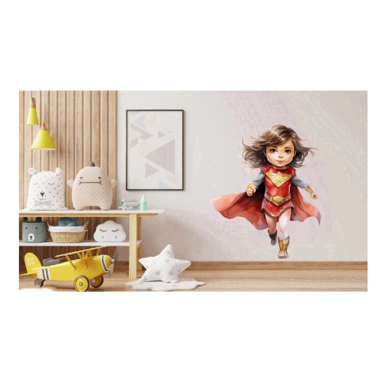 Sticker decorativ Fata Supererou, Rosu, 71 cm, 1310STK-11