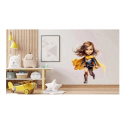 Sticker decorativ Fata Supererou, Galben, 70 cm, 1310STK-2