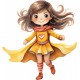 Sticker decorativ Fata Supererou, Galben, 63 cm, 1310STK-4