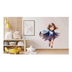Sticker decorativ Fata Supererou, Albastru, 63 cm, 1310STK-5